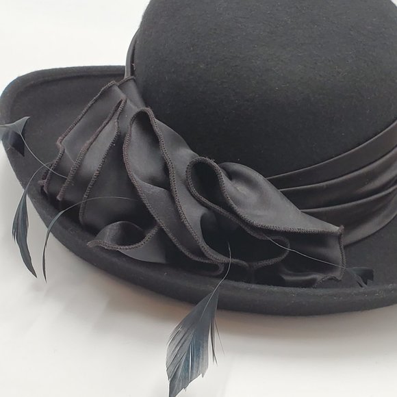 Betmar New York Wool Hat Satin & Feathers Hat Band - Picture 7 of 16